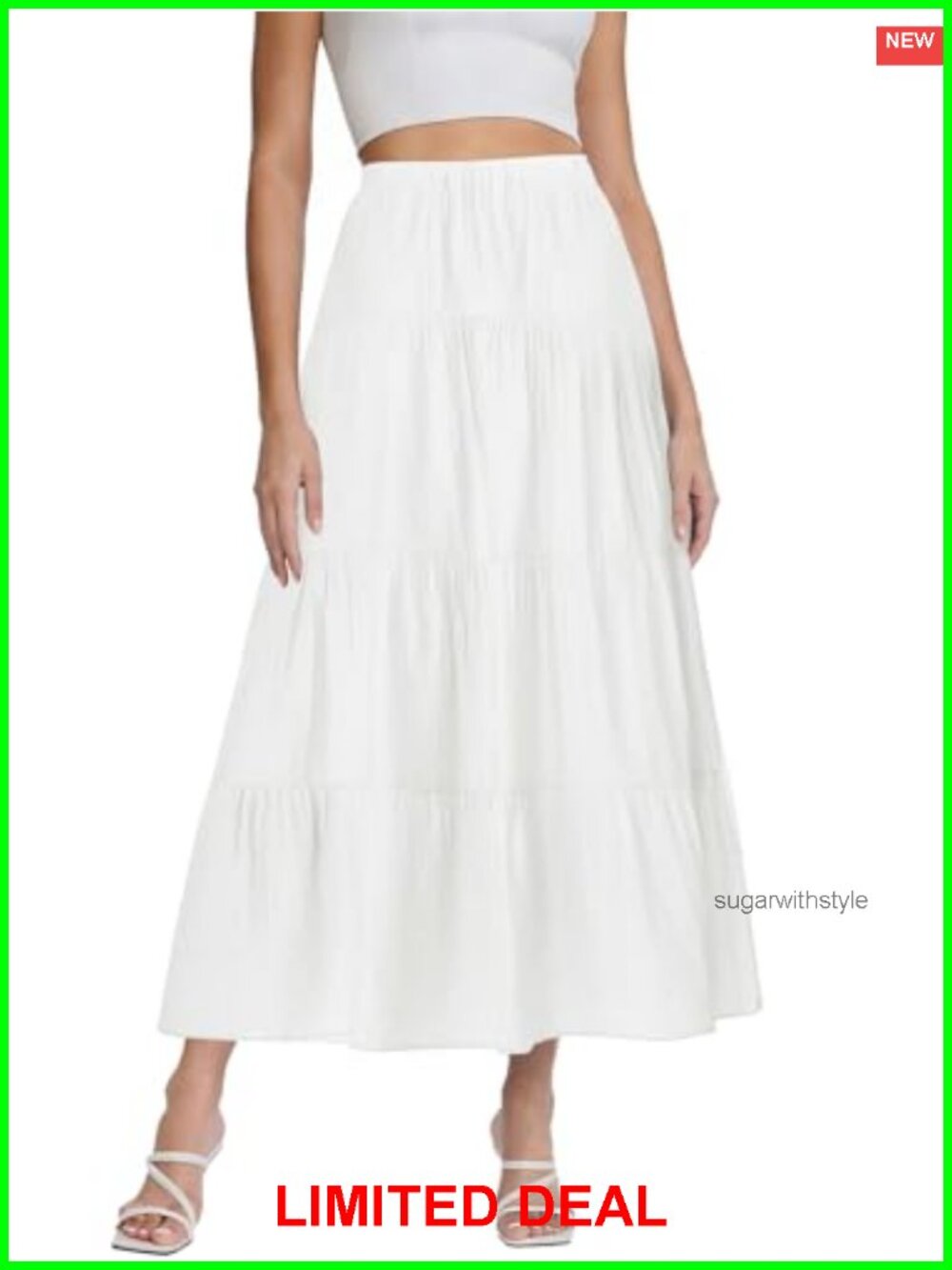 Women's Flowy Boho Maxi Skirt Tiered A-Line High Waist Summer Long Skirt